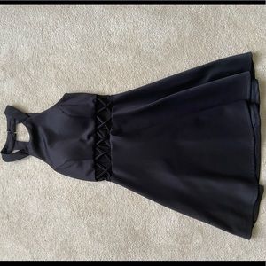 Black Cocktail Dress with Mesh Across the Middle